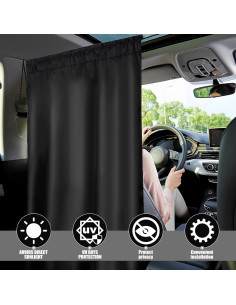 Cortina Divisoria para Automóvil SHASUXTING 140x80 cm Negra 2