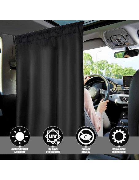 Cortina Divisoria para Automóvil SHASUXTING 140x80 cm Negra