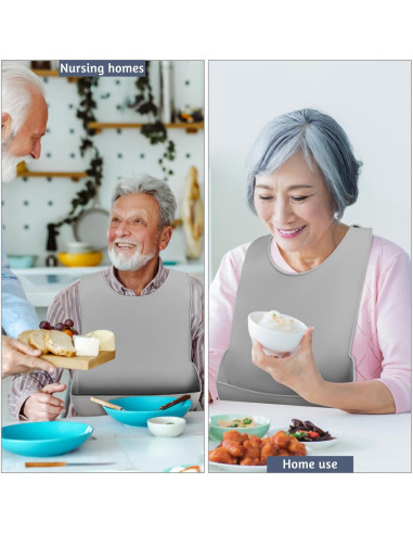 Babero de Silicona para Adultos FOMIYES - Impermeable y Ajustable 42x28cm