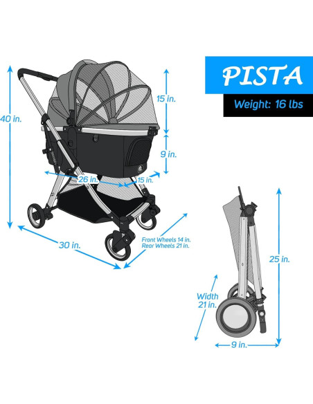 Carrito 3-en-1 para Mascotas Enzo, Plegable, 20.5 kg