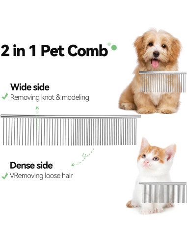 Kit de Aseo para Mascotas FOR-HI 2PCS Cepillo y Peine