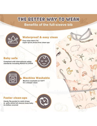 Babero Impermeable Little Dimsum con Mangas Largas para Bebés