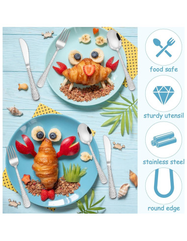 Utensilios de Acero Inoxidable E-far para Niños 12 Piezas