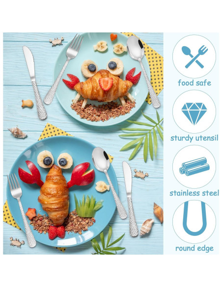 Utensilios de Acero Inoxidable E-far para Niños 12 Piezas