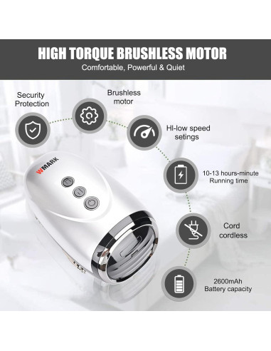 Masajeador de Mano Inalámbrico Colorski 2600mAh Plata