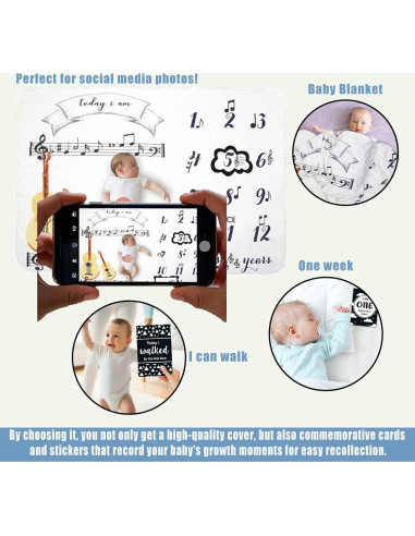 Manta de Hitos Mensuales HonsMone 152x102cm Suave Poliéster