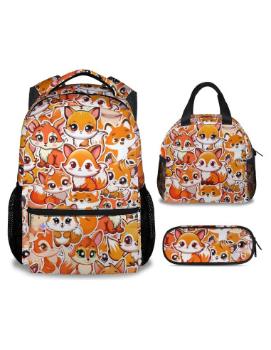 Mochila Escolar UNIKITTY Zorro con Caja de Almuerzo 3 en 1