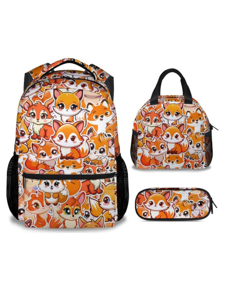 Mochila Escolar UNIKITTY Zorro con Caja de Almuerzo 3 en 1