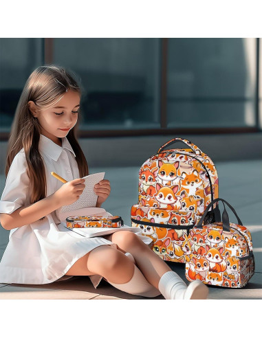 Mochila Escolar UNIKITTY Zorro con Caja de Almuerzo 3 en 1