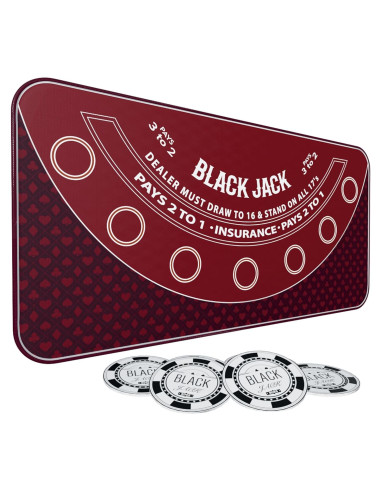 Tapete de Blackjack iEsstros 177.8x88.9 cm con Bolsa y 6 Posavasos