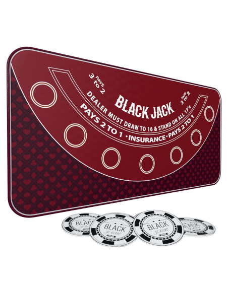 Tapete de Blackjack iEsstros 177.8x88.9 cm con Bolsa y 6 Posavasos