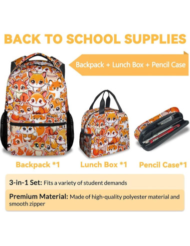 Mochila Escolar UNIKITTY Zorro con Caja de Almuerzo 3 en 1