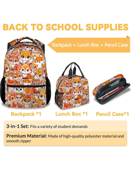 Mochila Escolar UNIKITTY Zorro con Caja de Almuerzo 3 en 1