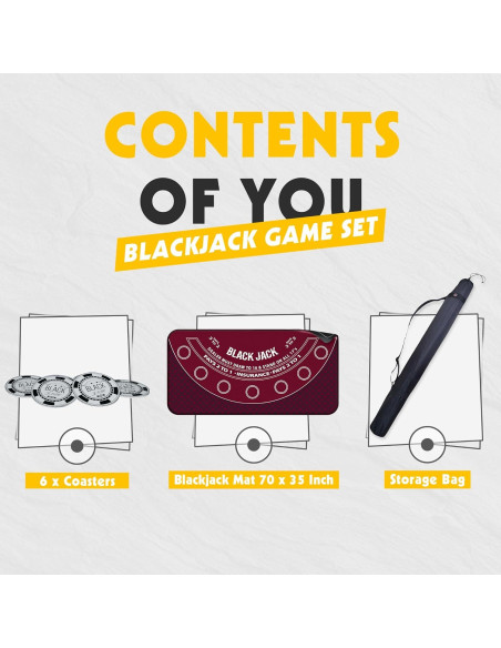 Tapete de Blackjack iEsstros 177.8x88.9 cm con Bolsa y 6 Posavasos