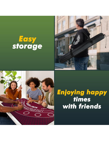 Tapete de Blackjack iEsstros 177.8x88.9 cm con Bolsa y 6 Posavasos