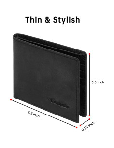 Billetera Bifold de Cuero Genuino Travelambo RFID Negra 2