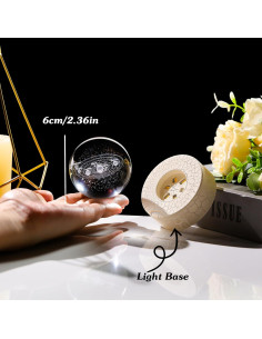 Bola de Cristal 3D Sistema Solar Arikyrist 6cm con Luz LED 2