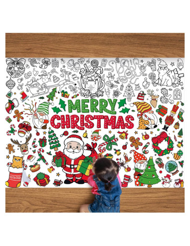 Cartel Gigante para Colorear Navidad PEUTIER 110x80cm con 12 Marcadores