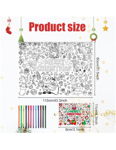 Cartel Gigante para Colorear Navidad PEUTIER 110x80cm con 12 Marcadores 2