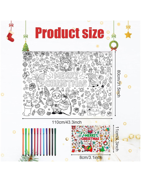 Cartel Gigante para Colorear Navidad PEUTIER 110x80cm con 12 Marcadores