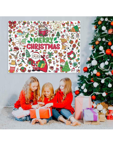 Cartel Gigante para Colorear Navidad PEUTIER 110x80cm con 12 Marcadores