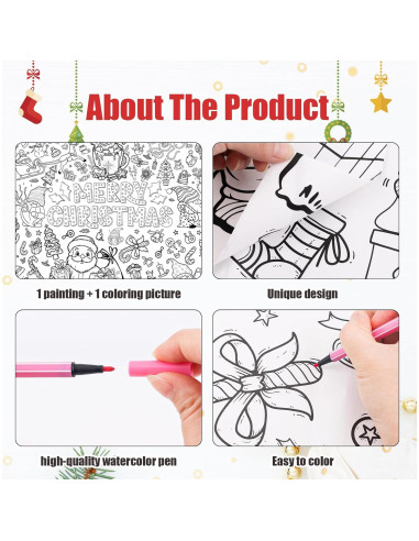 Cartel Gigante para Colorear Navidad PEUTIER 110x80cm con 12 Marcadores