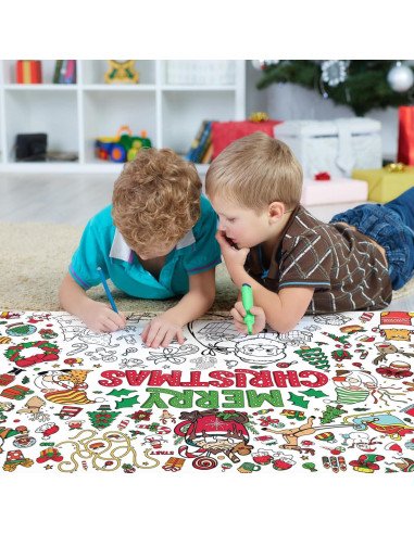 Cartel Gigante para Colorear Navidad PEUTIER 110x80cm con 12 Marcadores