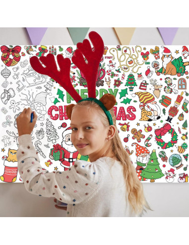 Cartel Gigante para Colorear Navidad PEUTIER 110x80cm con 12 Marcadores