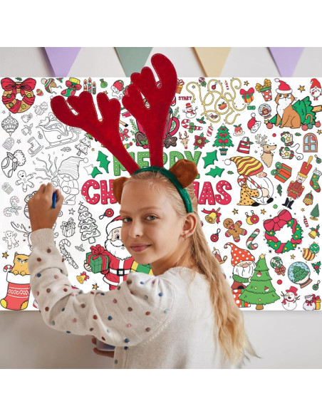 Cartel Gigante para Colorear Navidad PEUTIER 110x80cm con 12 Marcadores