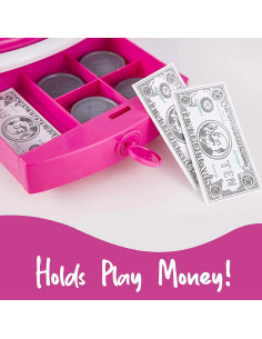 Caja Registradora Rosa Educativa con Micrófono y Escáner 2