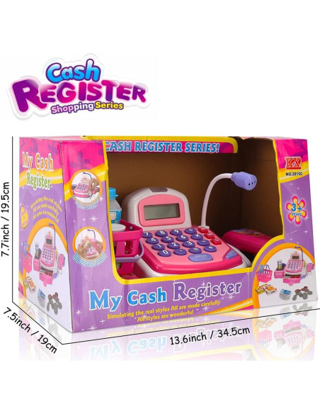 Caja Registradora Rosa Educativa con Micrófono y Escáner