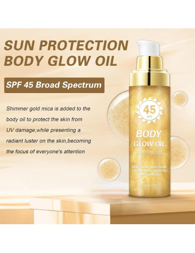 Aceite Brillante para el Cuerpo QIUFSSE SPF 45 109.8 ml Oro