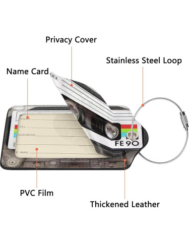 Etiquetas de Equipaje GACCAP 2 Pcs Cuero Retro con Privacidad