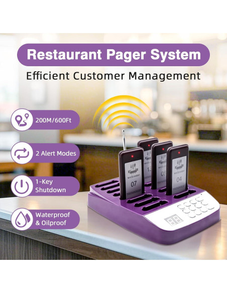 Sistema de Buzzer de Restaurante Daytech 20 Pagers 433MHz