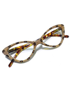 Gafas de lectura ojo de gato con rhinestones Leopardo 1.5x
