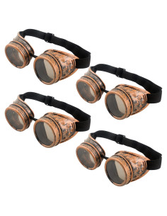Paquete de 4 Gafas Steampunk Vintage SGBETTER Cobre Rojo
