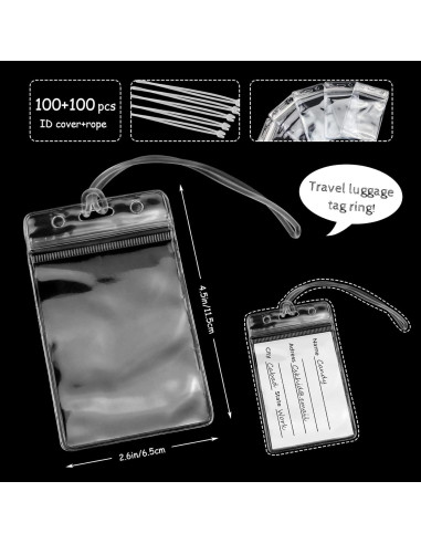 100 Soportes de Etiquetas Transparentes WYOMER con Correas