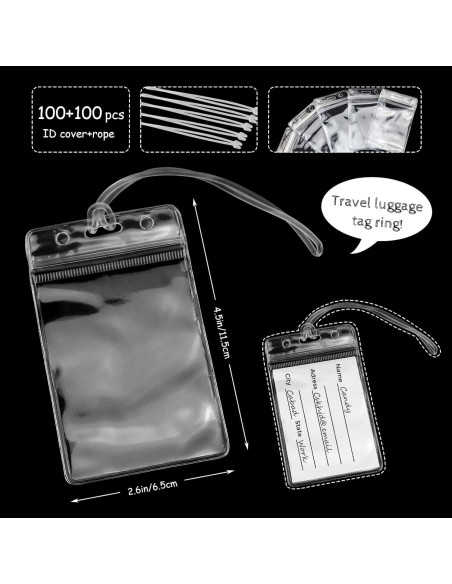 100 Soportes de Etiquetas Transparentes WYOMER con Correas