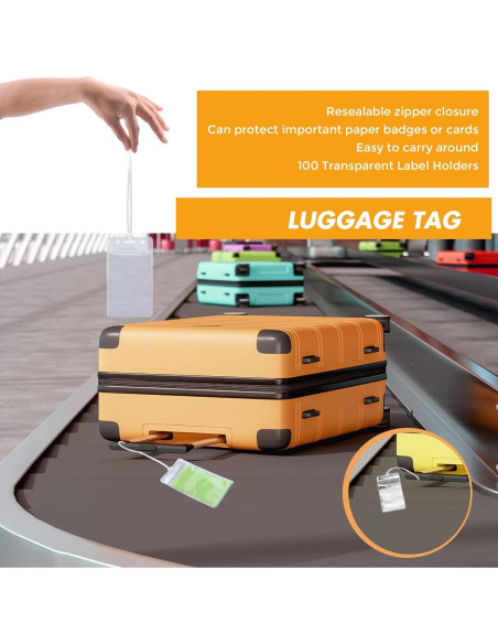 100 Soportes de Etiquetas Transparentes WYOMER con Correas