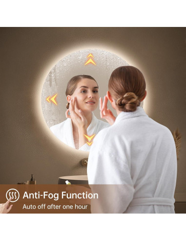 Espejo LED Retroiluminado LOVESPEJO 61x61 cm Anti-Vapor 3 Colores