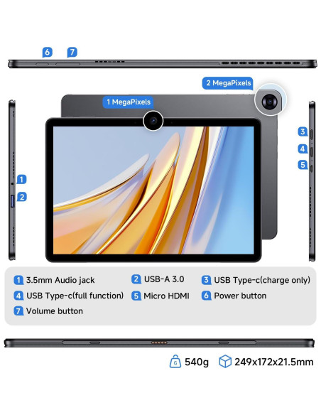 Laptop 2 en 1 EYY 10.1" Touch, 12GB RAM, 256GB SSD, Win 11