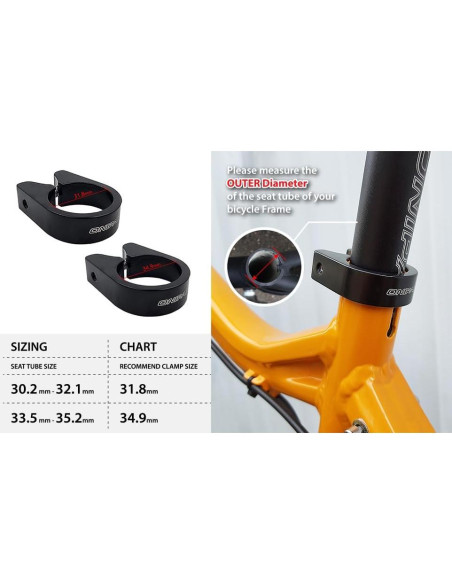 Abrazadera de Poste de Asiento Antirrobo ONIPAX 31.8mm/34.9mm Negro