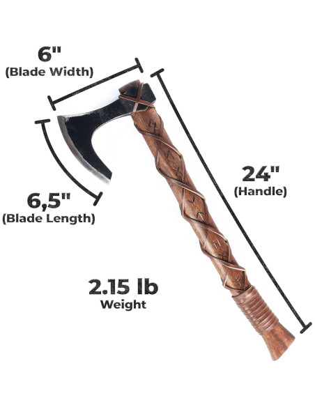 Hacha Vikinga de Dos Manos Norse Tradesman con Runas - 61 cm
