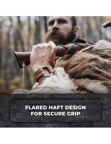 Hacha Vikinga de Dos Manos Norse Tradesman con Runas - 61 cm