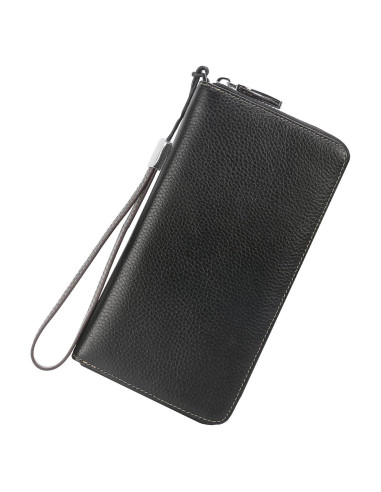 Billetera Clutch de Cuero Lavemi Mujer RFID Grande Negra