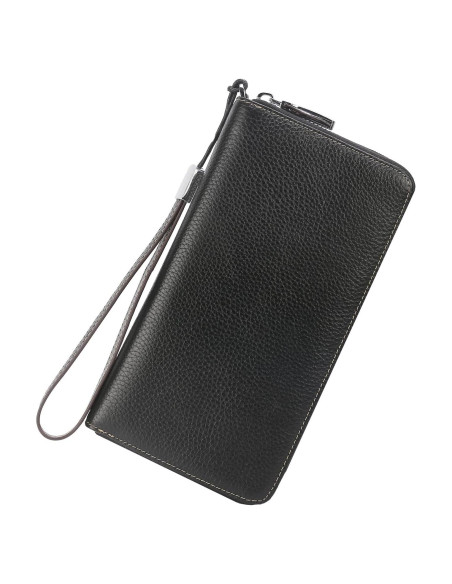 Billetera Clutch de Cuero Lavemi Mujer RFID Grande Negra