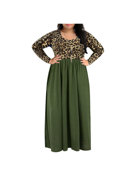 Vestido Maxi Talla Grande Nemidor Estampado Chevron con Bolsillos