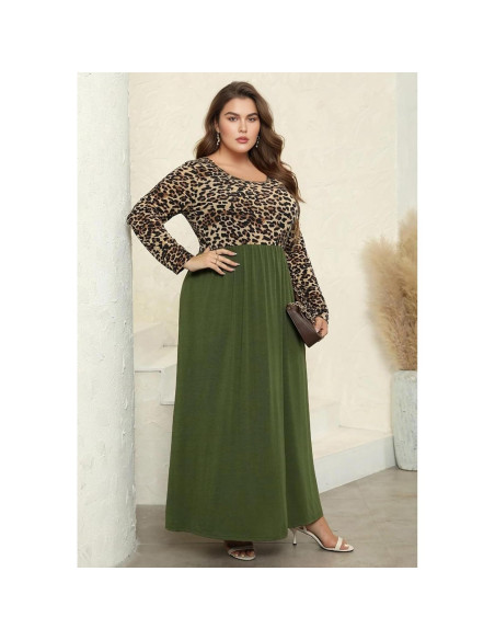 Vestido Maxi Talla Grande Nemidor Estampado Chevron con Bolsillos