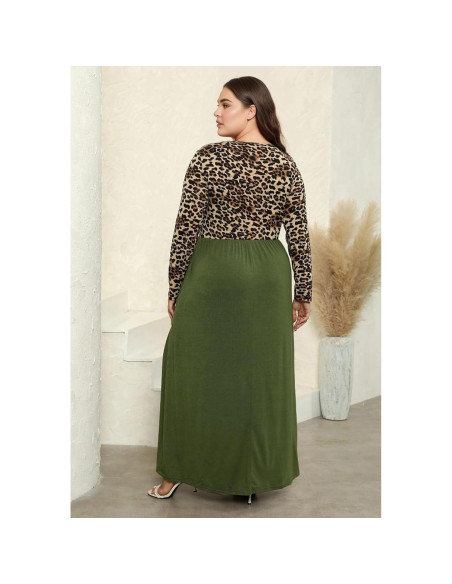 Vestido Maxi Talla Grande Nemidor Estampado Chevron con Bolsillos