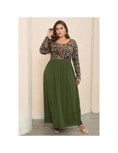 Vestido Maxi Talla Grande Nemidor Estampado Chevron con Bolsillos